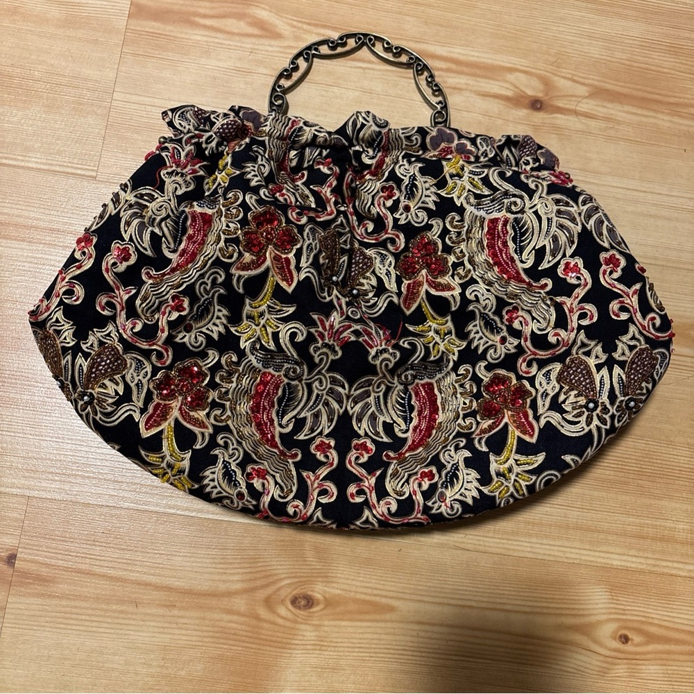 Vintage Braciano  Braciano Beaded Tapestry Handbag Carpet Bag Purse